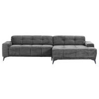 ECKSOFA in Cord Dunkelgrau  - Dunkelgrau/Schwarz, Konventionell, Textil/Metall (295/165cm) - Carryhome