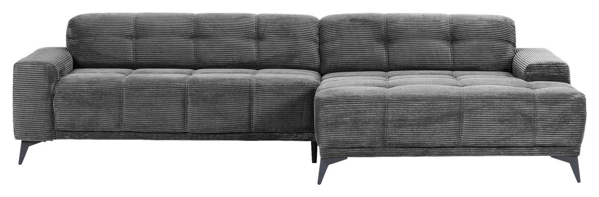 ECKSOFA in Cord Dunkelgrau  - Dunkelgrau/Schwarz, Konventionell, Textil/Metall (295/165cm) - Carryhome