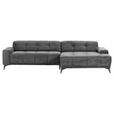 ECKSOFA Dunkelgrau Cord  - Dunkelgrau/Schwarz, KONVENTIONELL, Textil/Metall (295/165cm) - Carryhome