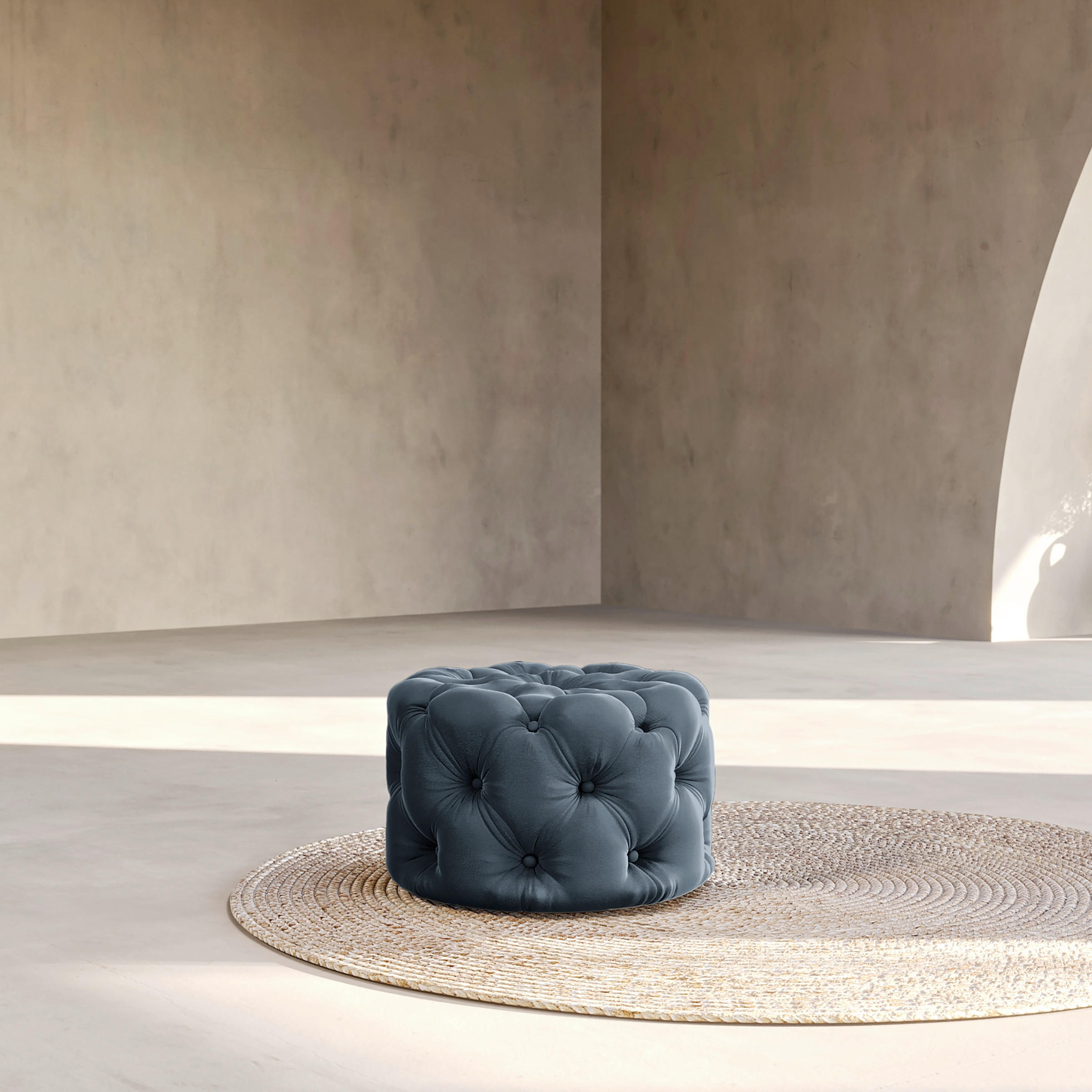 HOCKER in Textil Dunkelblau  - Schwarz/Dunkelblau, Design, Kunststoff/Textil (60/39/60cm) - P & B