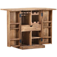 BAR Mangoholz massiv Naturfarben, Schwarz  - Schwarz/Naturfarben, LIFESTYLE, Holz/Metall (60/94/52cm) - Landscape