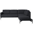 ECKSOFA in Flachgewebe, Struktur Pflaume  - Pflaume/Anthrazit, Design, Textil/Metall (254/230cm) - Ambiente