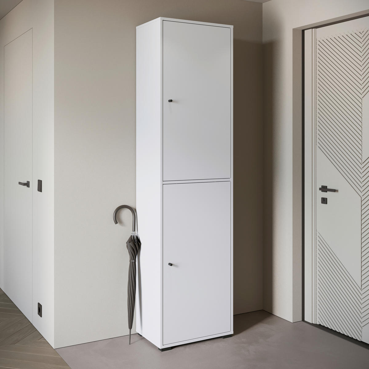 SKOSKÅP  i 50/190/33 cm  - vit/svart, Basics, metall/trämaterial (50/190/33cm) - P & B