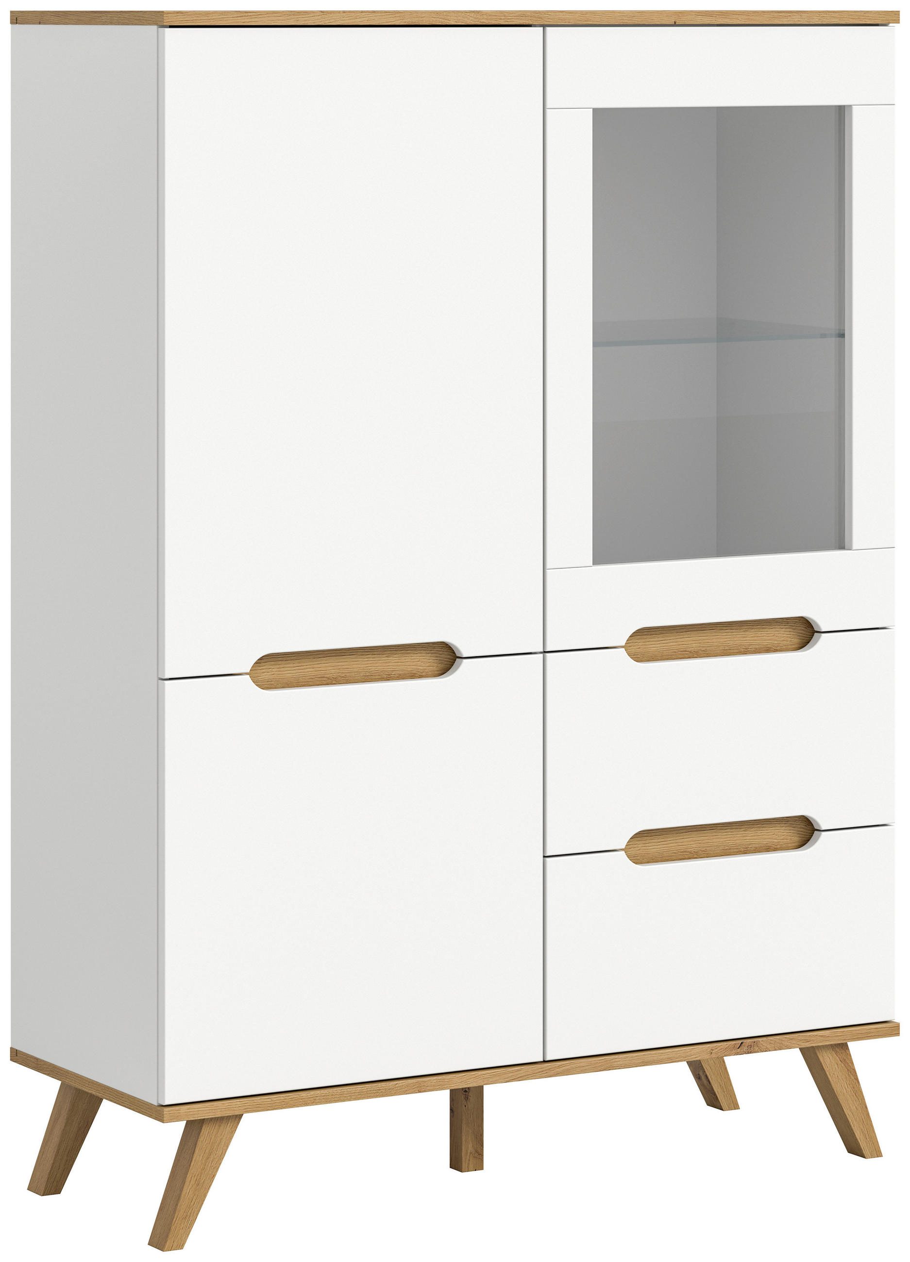 HÖG BYRÅ  i 100/140/40 cm  - vit/ekfärgad, Design, trämaterial (100/140/40cm) - MID.YOU