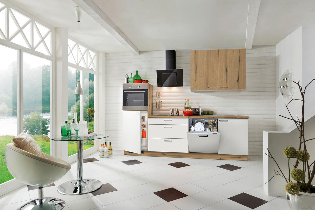 KUHINJSKI BLOK - črna/barve hrasta, Konvencionalno, kovina/leseni material (270cm) - Welnova