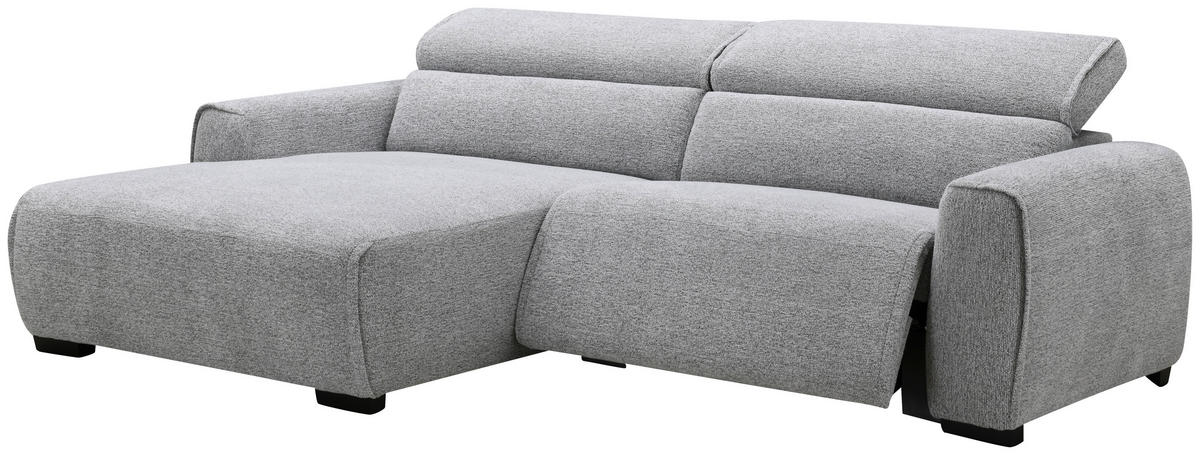 ECKSOFA Hellgrau Mikrofaser  - Hellgrau/Schwarz, Design, Textil/Metall (172/256cm) - Carryhome