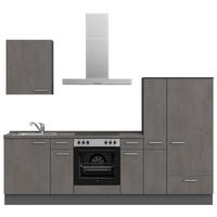 KÜCHENLEERBLOCK 270 cm   in Schieferfarben  - Schieferfarben/Edelstahlfarben, MODERN, Holzwerkstoff/Metall (270cm) - Nobilia