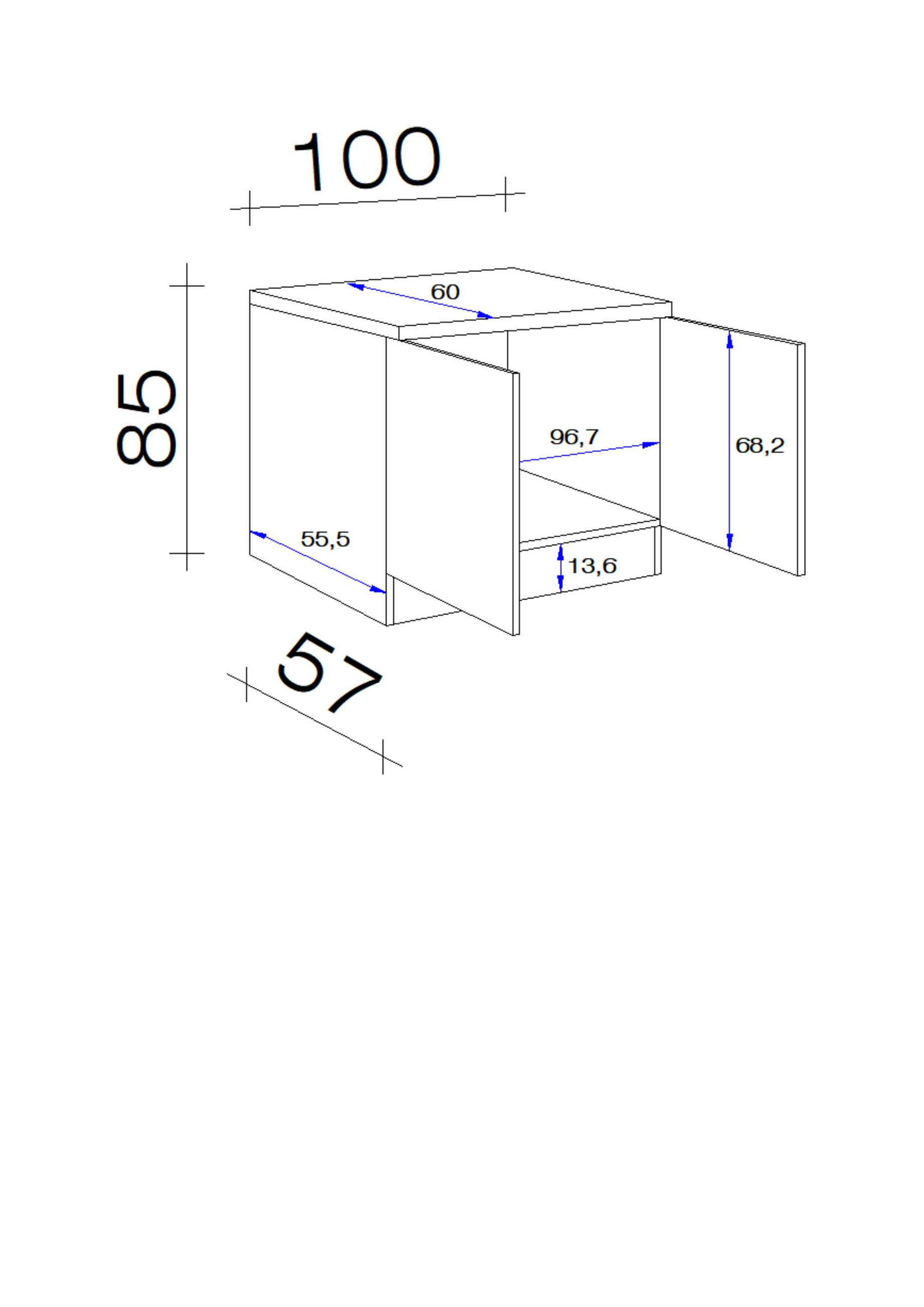 SPÜLENUNTERSCHRANK 100/85/57 cm  in Weiß  - Graubraun/Alufarben, KONVENTIONELL, Holzwerkstoff/Kunststoff (100/85/57cm) - FlexWell