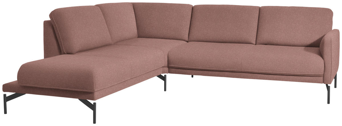 ECKSOFA in Flachgewebe Hellrot  - Hellrot/Anthrazit, Design, Textil/Metall (230/254cm) - Johann Jakob