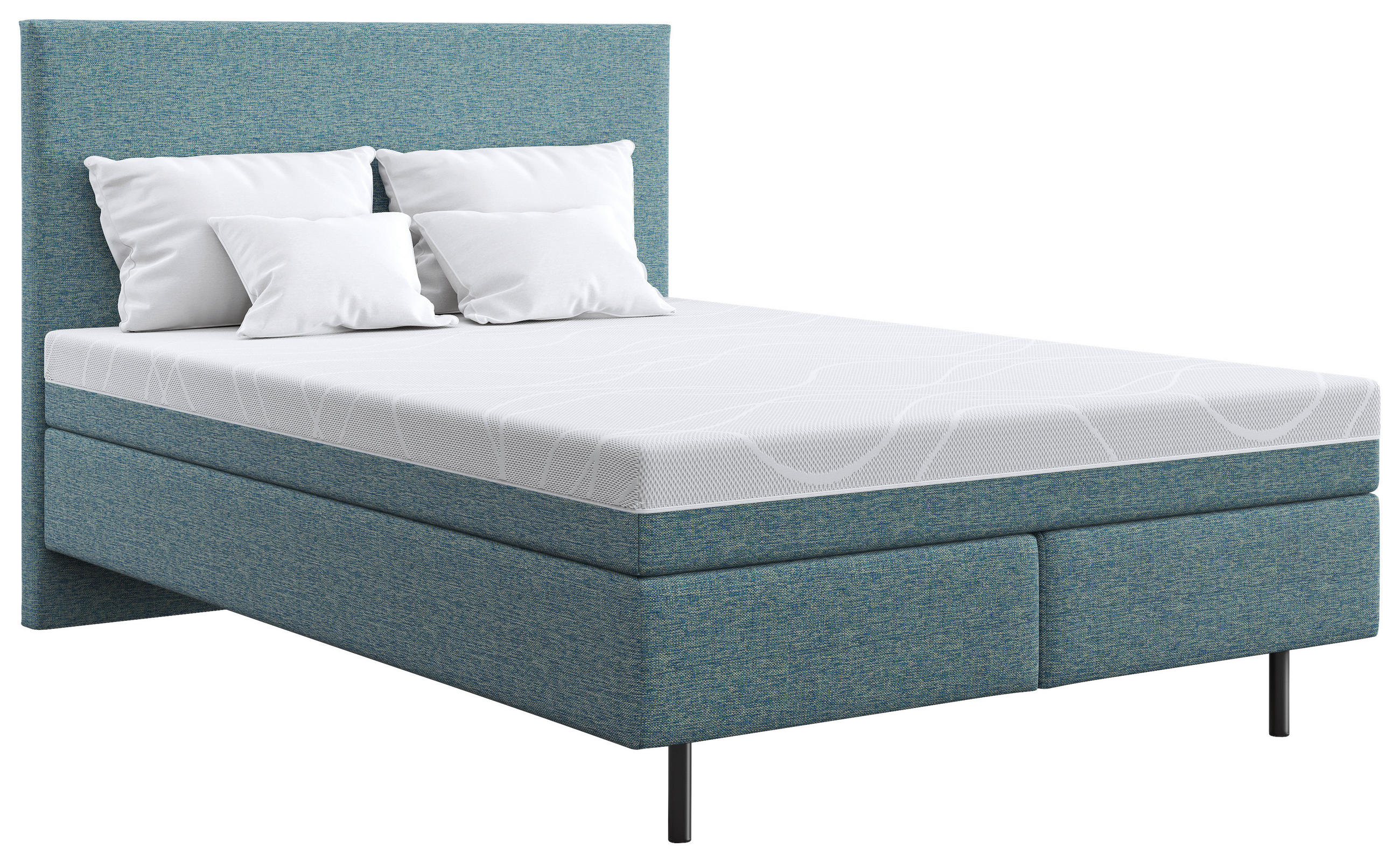BOXSPRINGBETT 140/200 cm  in Hellblau  - Schwarz/Hellblau, Basics, Textil/Metall (140/200cm) - Schlaraffia