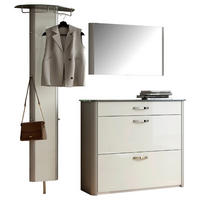 GARDEROBE 3-teilig  in 200/192/34 cm  - Weiss Hochglanz/Alufarben, Design, Glas/Holzwerkstoff (200/192/34cm) - Moderano