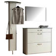 GARDEROBE 3-teilig  in 200/192/34 cm  - Weiß Hochglanz/Alufarben, Design, Glas/Holzwerkstoff (200/192/34cm) - Moderano