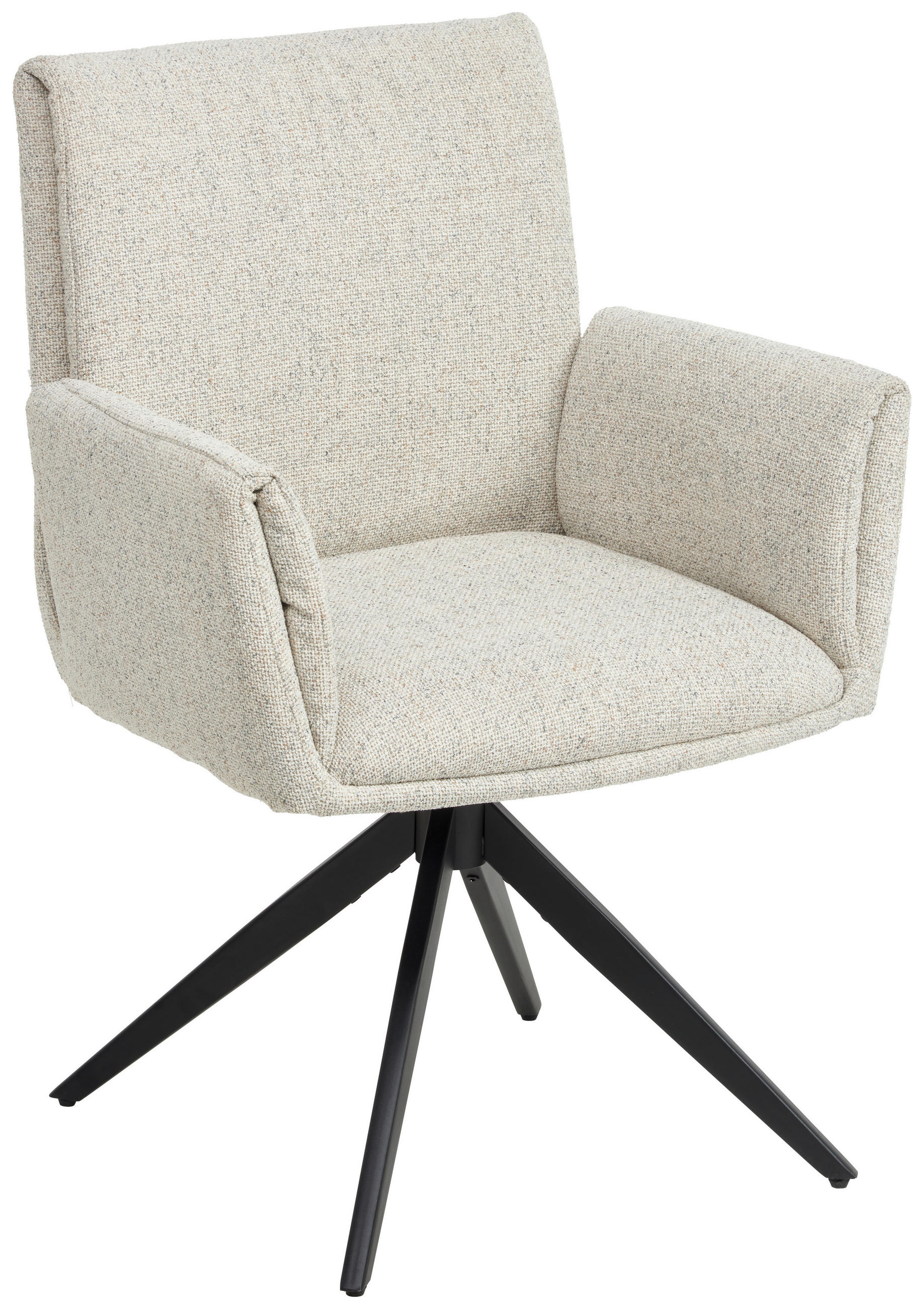ARMLEHNSTUHL  in Eisen Flachgewebe  - Beige/Schwarz, MODERN, Textil/Metall (65/90/60cm) - Novel