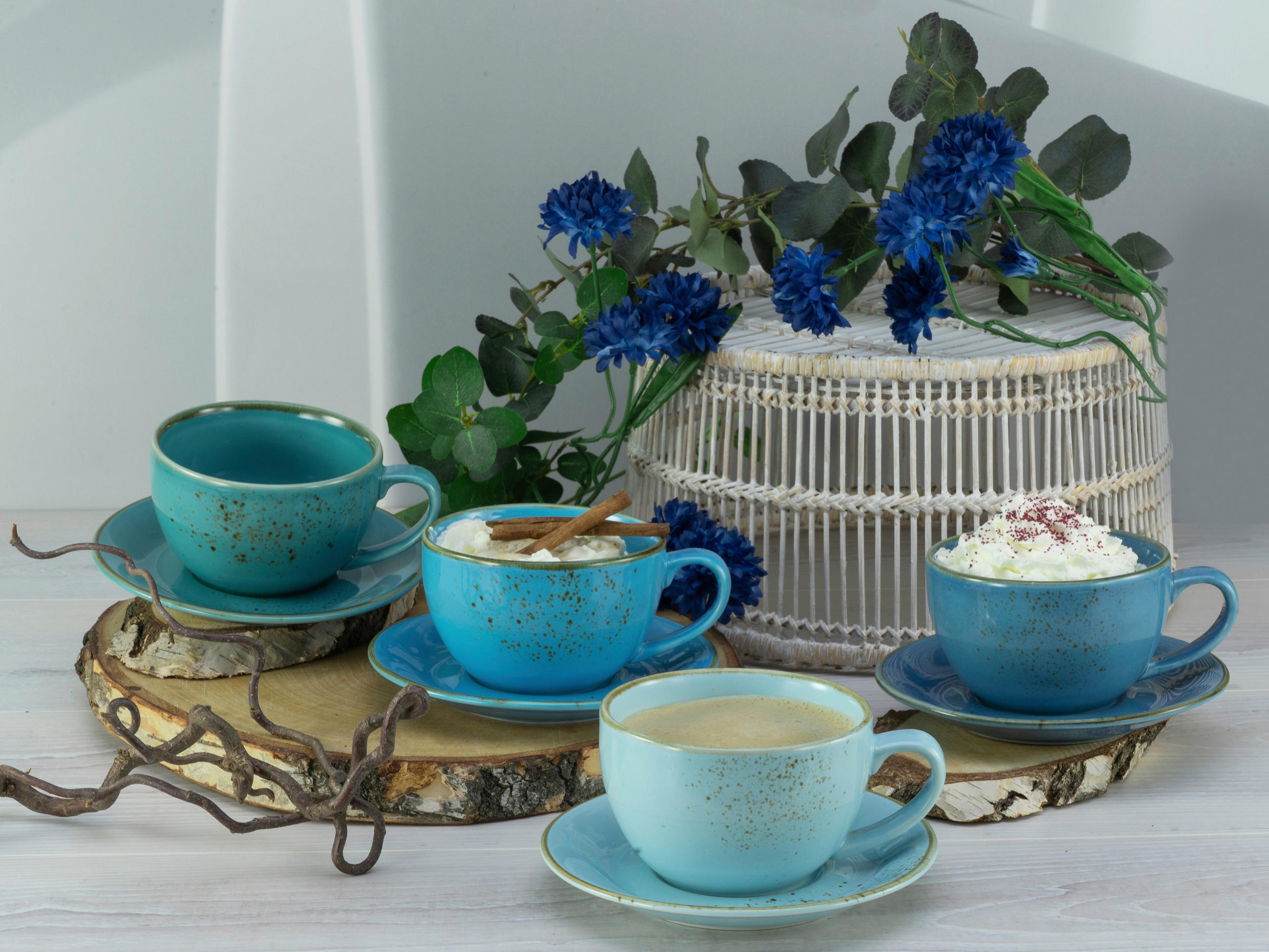 SET MED KOPPAR Nature Collection Aqua 8 delar  - blå/guldfärgad, keramik (30/30/22cm) - Creatable