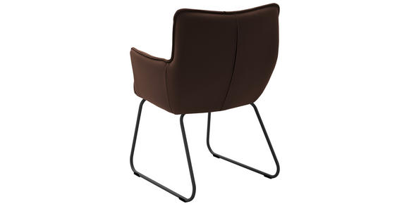 ARMLEHNSTUHL in Echtleder pigmentiert - Anthrazit/Braun, Design, Leder/Metall (63/88/65cm) - Valnatura