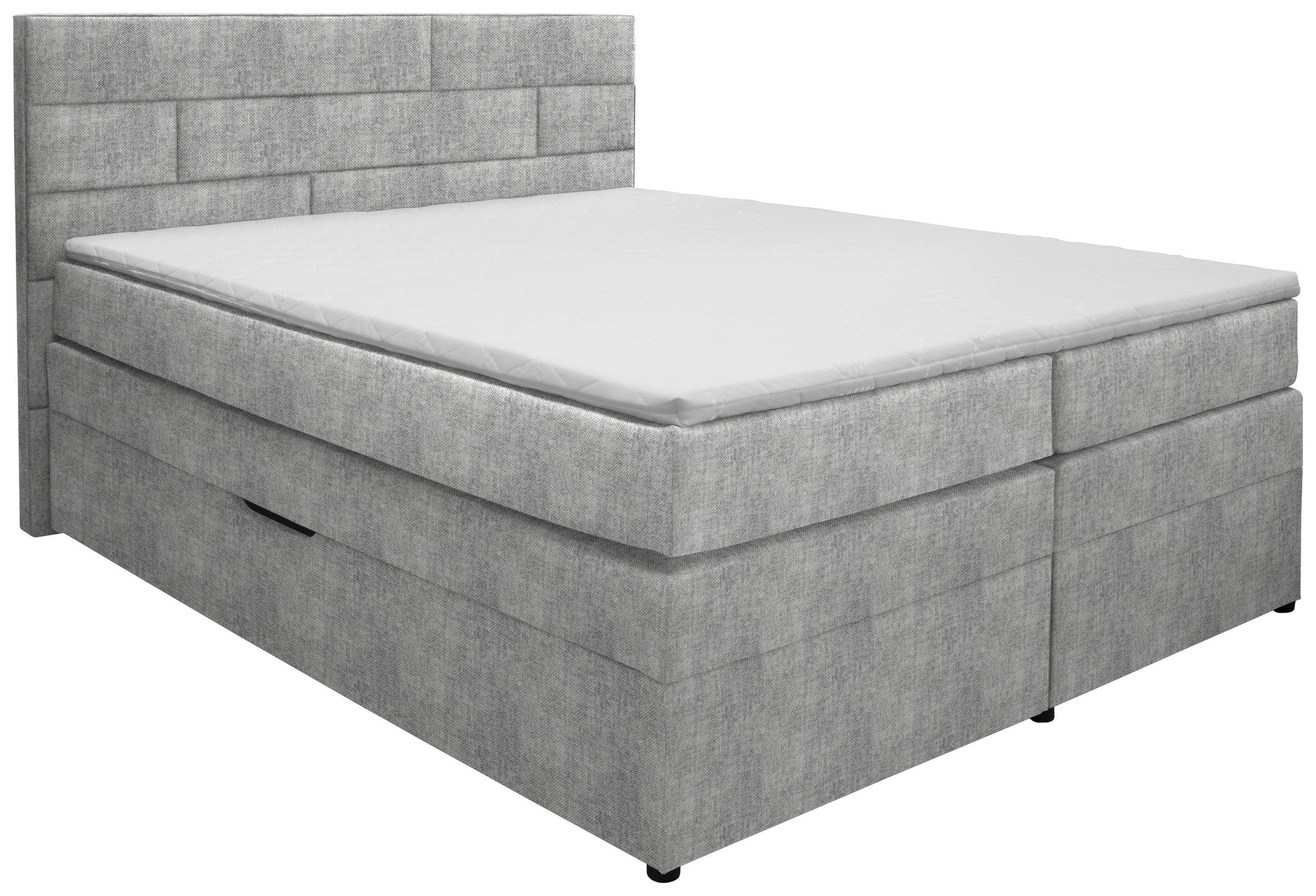 KONTINENTALSÄNG 180/200 cm,  i silver, madrass, förvaring, bäddmadrass, H2 = medelfast  - silver/wengefärgad, Klassisk, trä/textil (180/200cm) - Carryhome