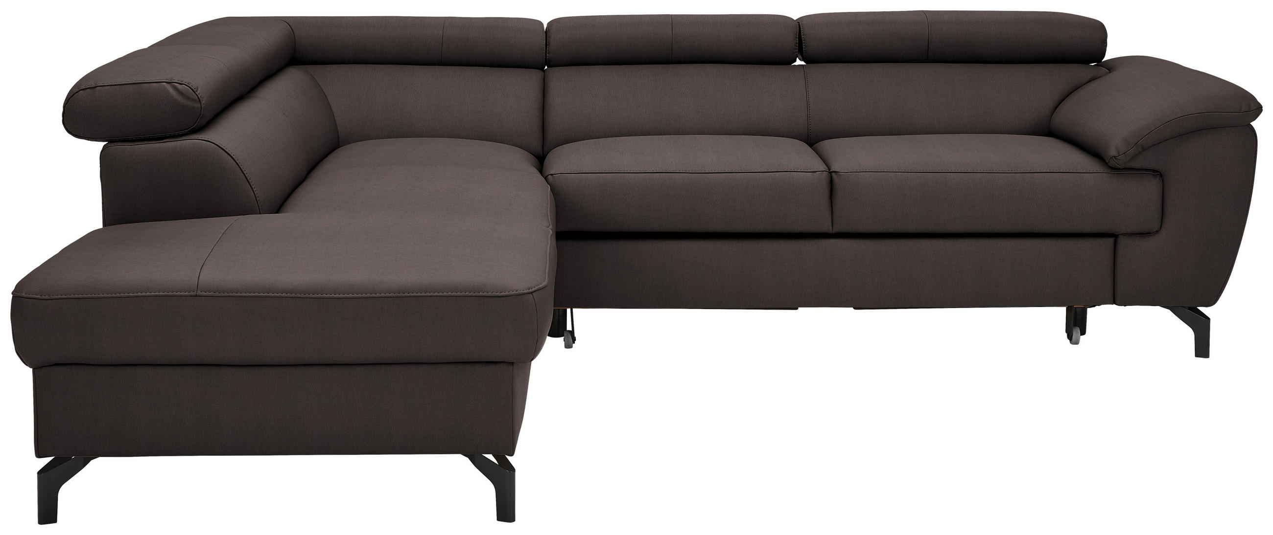 ECKSOFA in Lederlook Kombination Echtleder/Lederlook Dunkelbraun  - Dunkelbraun/Schwarz, Design, Leder/Textil (220/256cm) - Celina Home