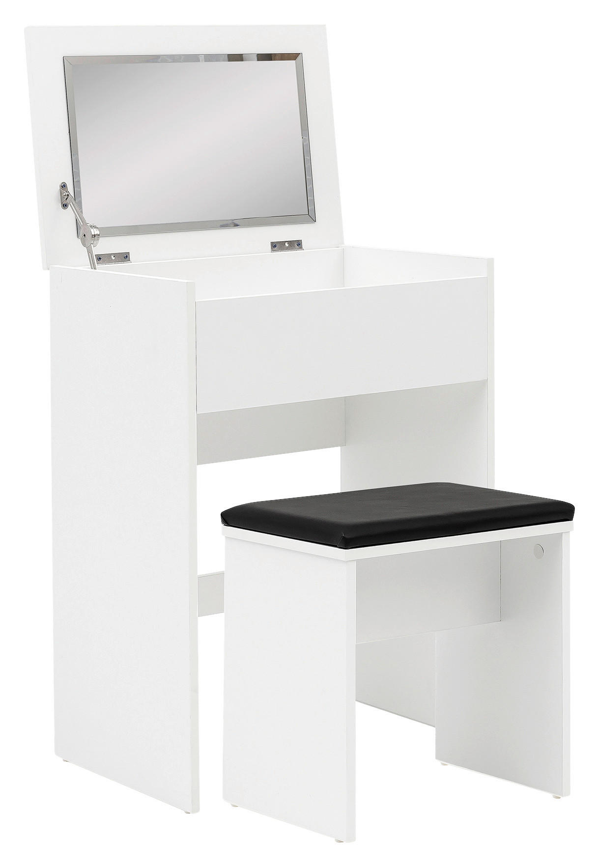 Schminktisch Weiß B: 60 cm Mit Spiegel + Hocker, Aufklappbar