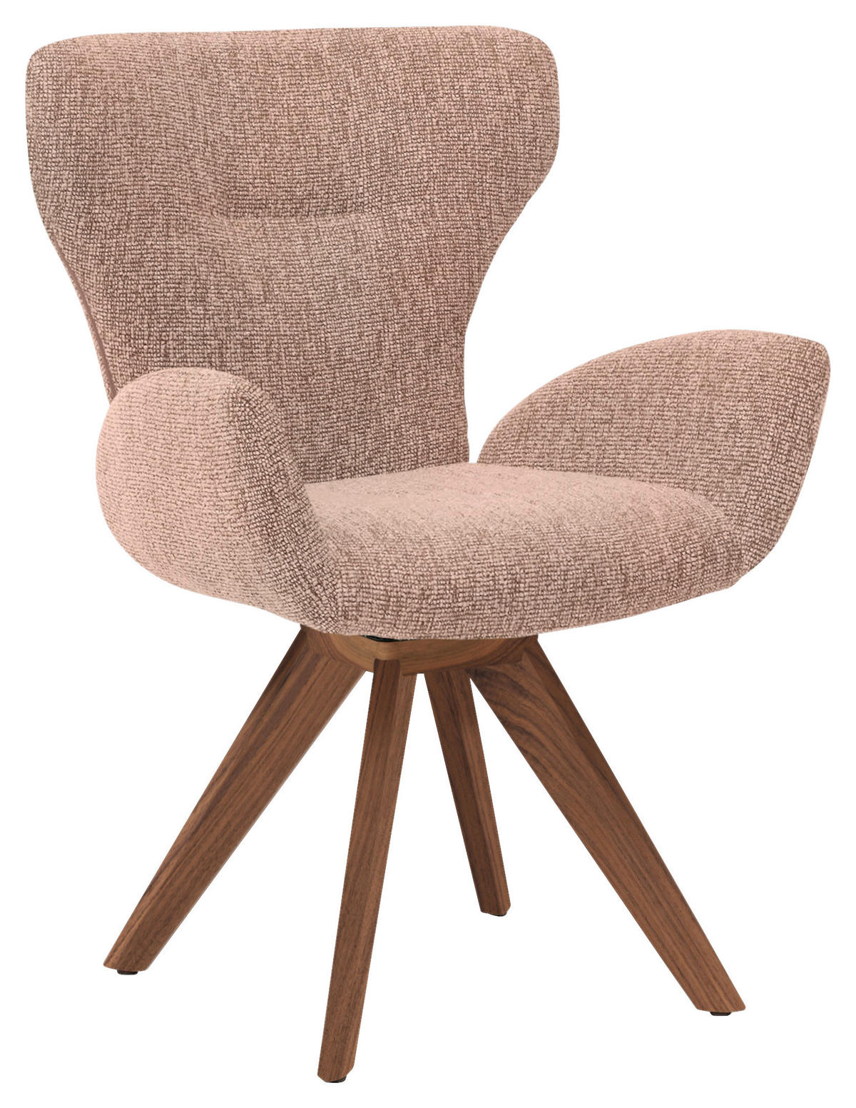 ARMLEHNSTUHL  Stoffauswahl, Typenauswahl, inklusive Armlehnen, Gestellauswahl, gepolsterte Armlehnen Jacquard, Flachgewebe  - Nussbaumfarben/Altrosa, Design, Holz/Textil (65/93/68cm) - Musterring