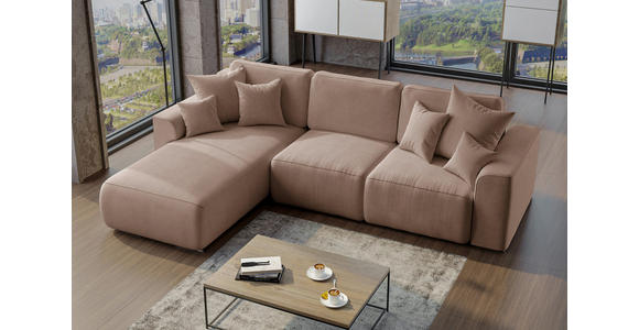 ECKSOFA in Lederlook Cappuccino  - Chromfarben/Cappuccino, KONVENTIONELL, Kunststoff/Textil (195/293cm) - Carryhome