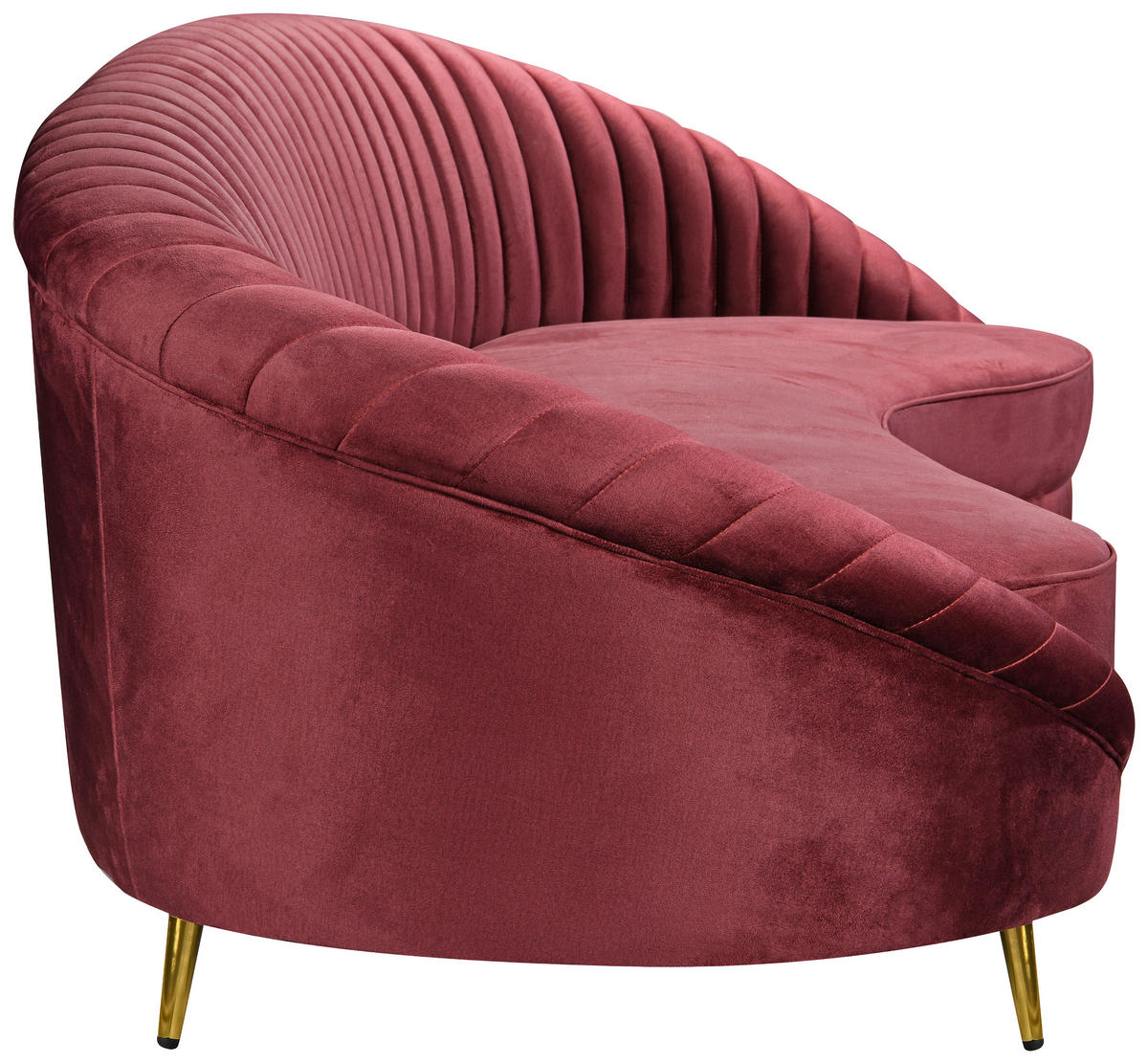 3-SITZER-SOFA ELARA Samt Bordeaux  - Bordeaux/Goldfarben, Design, Textil/Metall (246/81/111cm) - MID.YOU