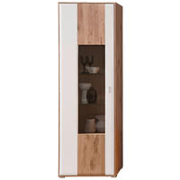 VITRINE  in Weiß, Eichefarben  - Eichefarben/Silberfarben, KONVENTIONELL, Glas/Holzwerkstoff (65/204/42cm) - Xora