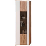 VITRINE  in Weiß, Eichefarben  - Eichefarben/Silberfarben, KONVENTIONELL, Glas/Holzwerkstoff (65/204/42cm) - Xora