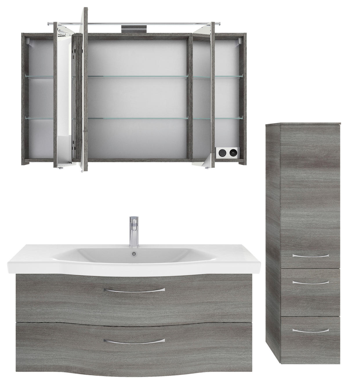 BADEZIMMER 4-teilig  in 152 cm  - Chromfarben/Graphitfarben, KONVENTIONELL, Glas/Keramik (152cm) - Pelipal