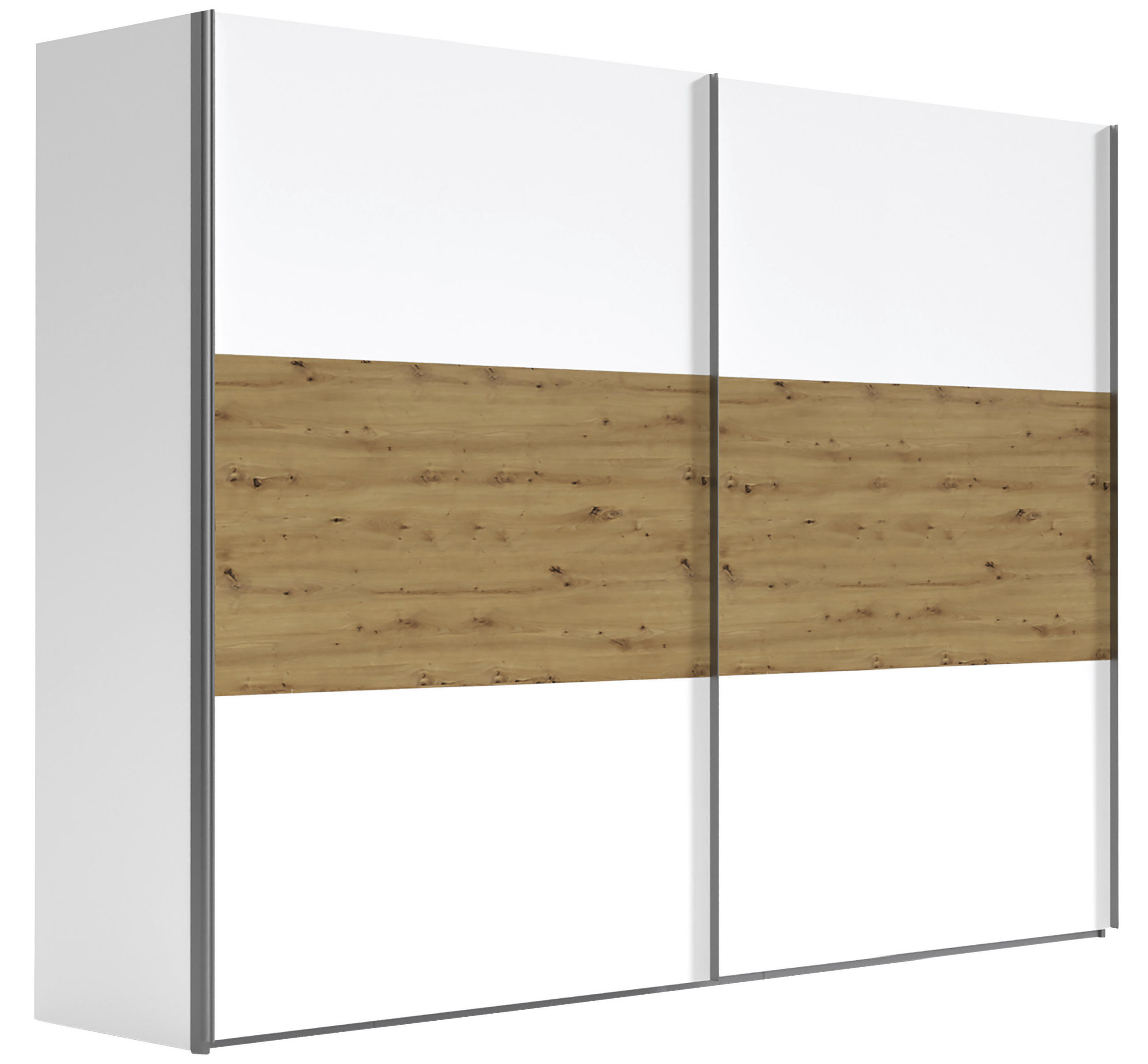 SCHWEBETÜRENSCHRANK 250/236/68 cm 2-türig - Alufarben/Weiß, KONVENTIONELL, Holzwerkstoff/Metall (250/236/68cm) - Hom`in