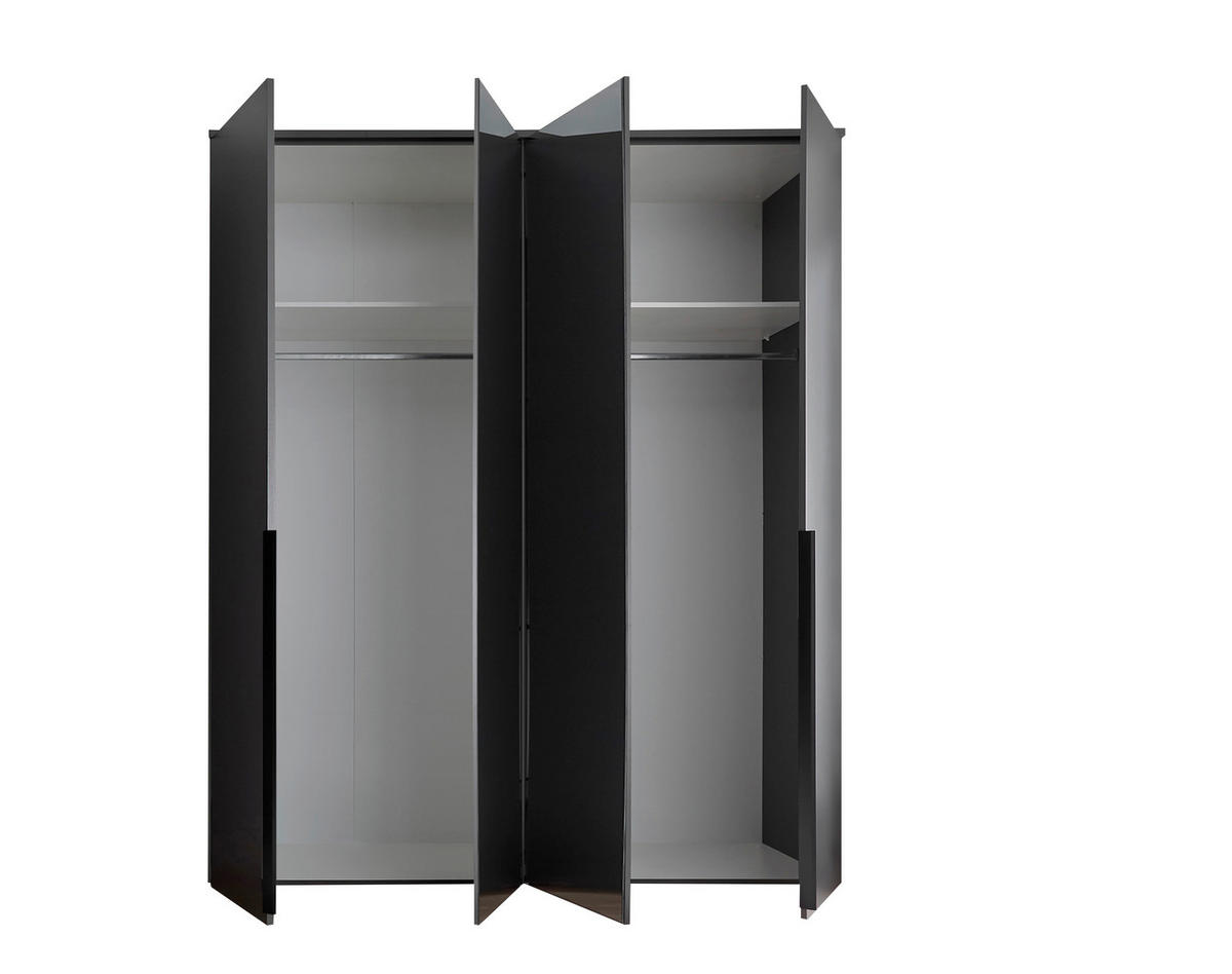 DREHTÜRENSCHRANK  in Graphitfarben  - Schwarz/Graphitfarben, MODERN, Glas/Holzwerkstoff (180/225/52cm) - Carryhome