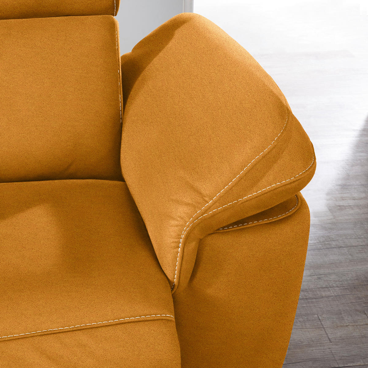 ECKSOFA in Flachgewebe, Mikrofaser Orange  - Beige/Alufarben, Design, Textil/Metall (239/271cm) - Cantus