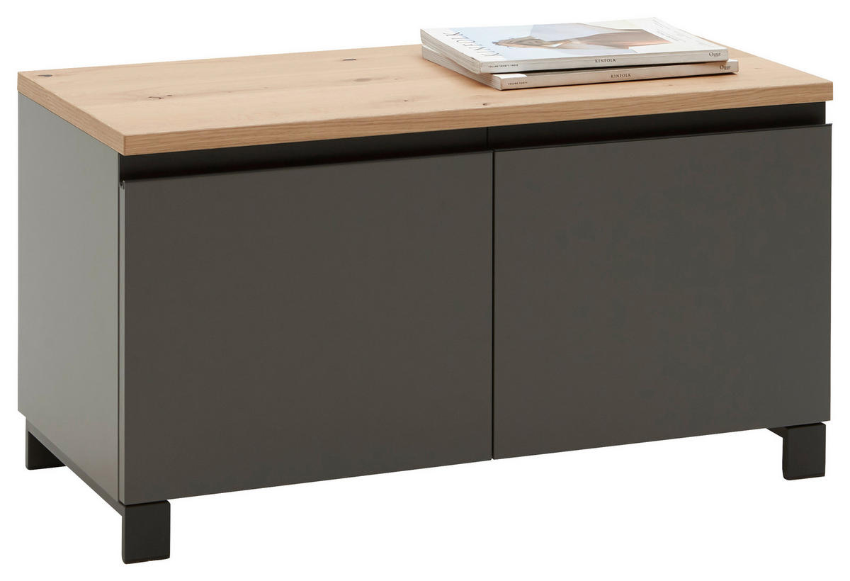 GARDEROBNA KLOP siva, barve hrasta - siva/barve hrasta, Design, kovina/leseni material (84/45/40cm) - Dieter Knoll