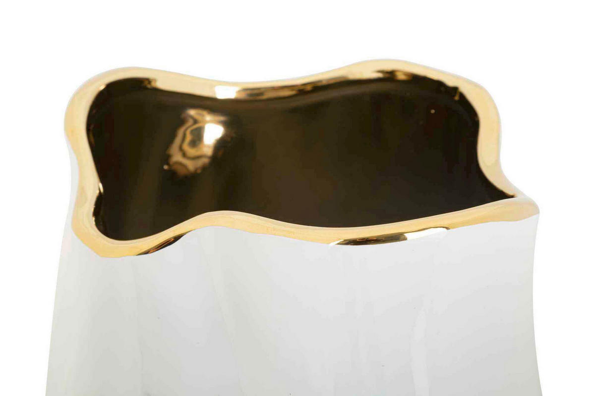 Vase Lux  - Goldfarben/Weiß, Basics, Keramik (20/35/20 cm)