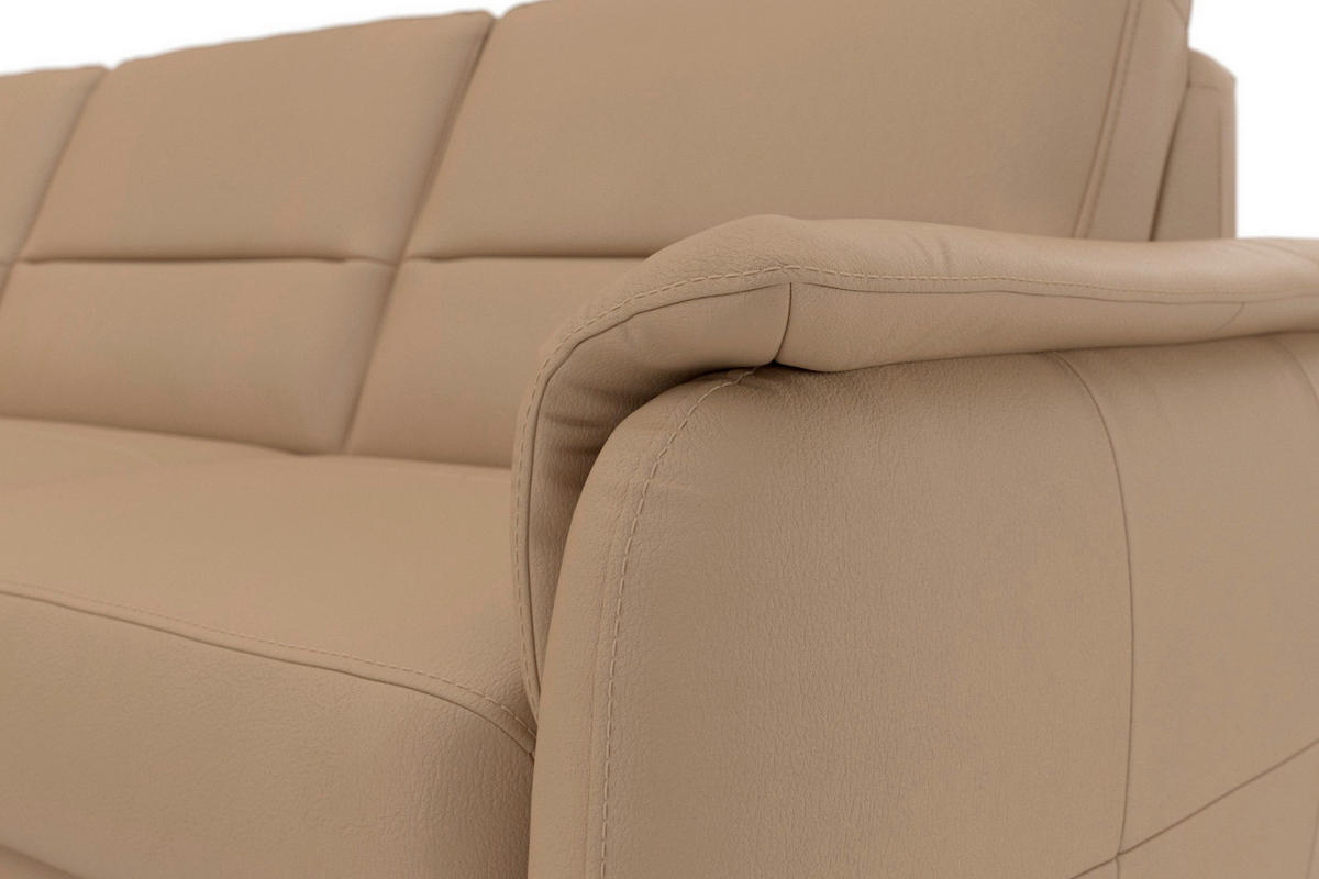 ROHOVÁ SEDAČKA, kůže, cappuccino - barvy dubu/cappuccino, Basics, dřevo/kůže (212/236cm) - Sit & More