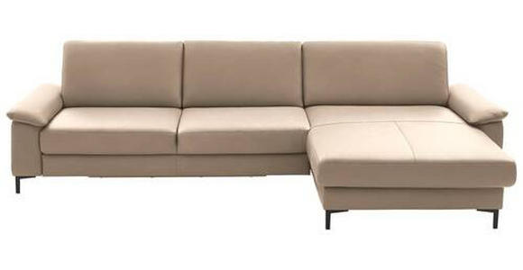 ECKSOFA in Echtleder Hellbraun 334/176 cm - Hellbraun/Schwarz, Design, Leder/Metall (334/176cm) - Dieter Knoll