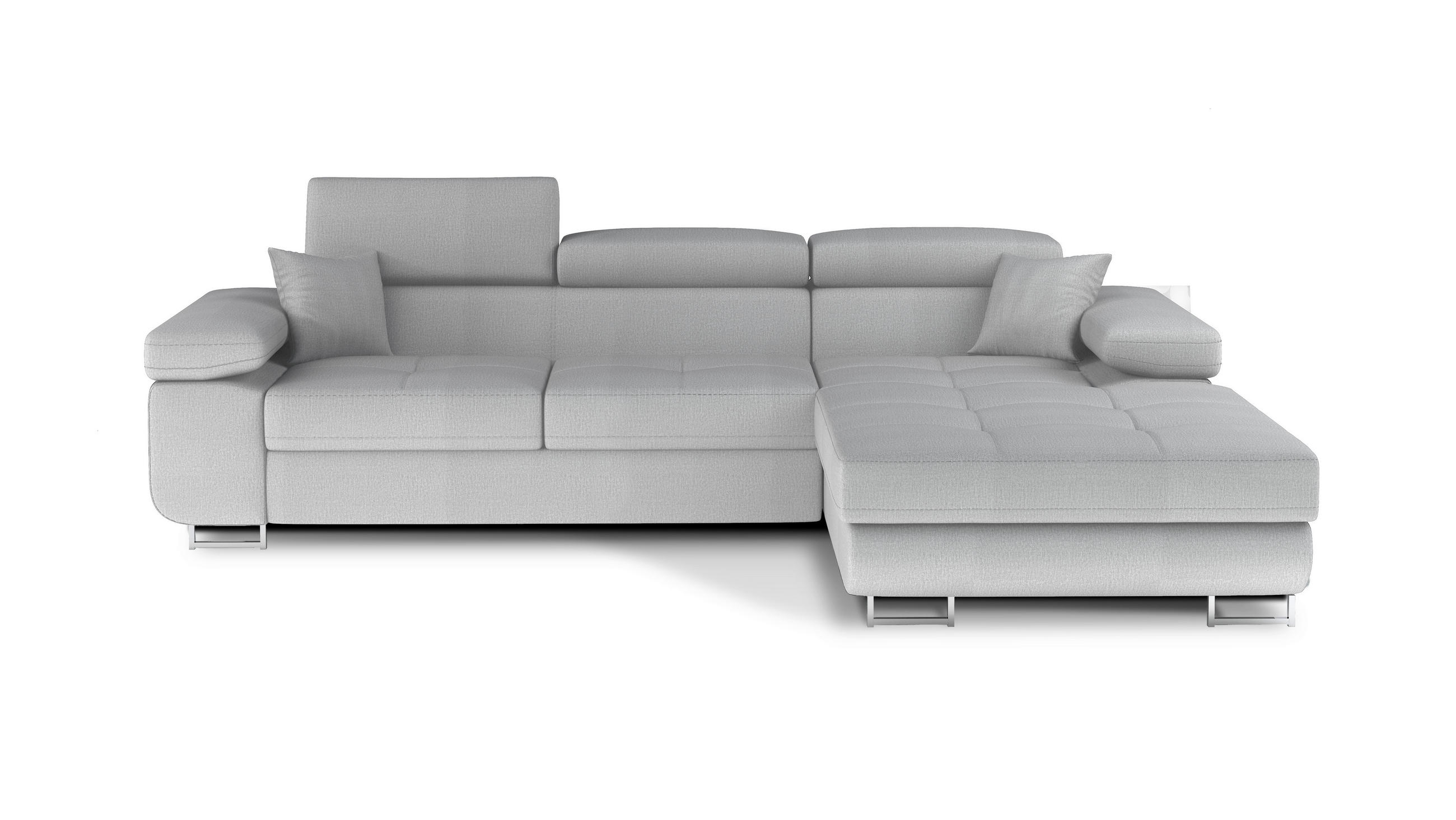 ECKSOFA Hellgrau Samt  - Chromfarben/Hellgrau, Design, Textil/Metall (289/203cm) - MID.YOU