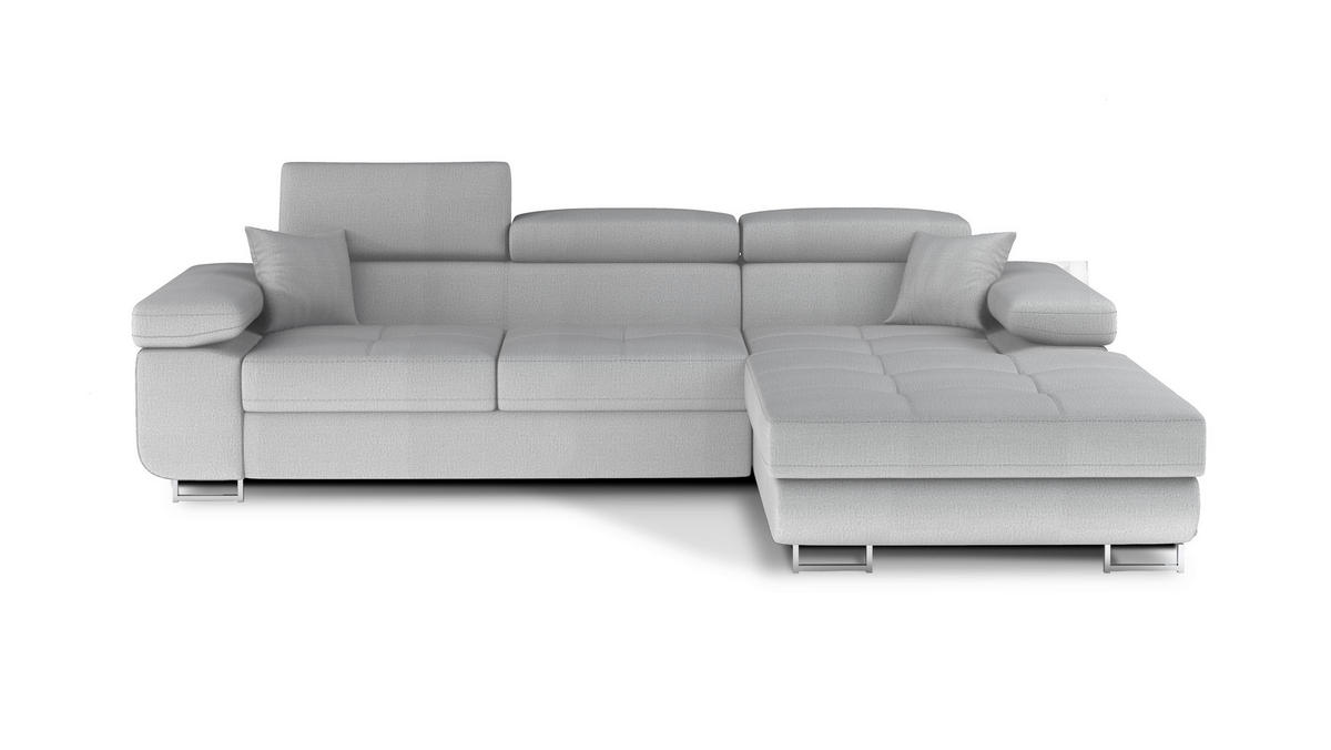 ECKSOFA in Samt Hellgrau  289/203 cm  - Chromfarben/Hellgrau, Design, Textil/Metall (289/203cm) - MID.YOU