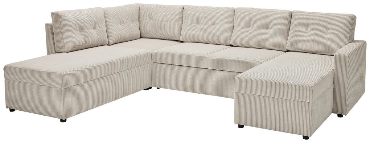 WOHNLANDSCHAFT in Cord Naturfarben  - Schwarz/Naturfarben, KONVENTIONELL, Kunststoff/Textil (155/293/126cm) - Ti'me