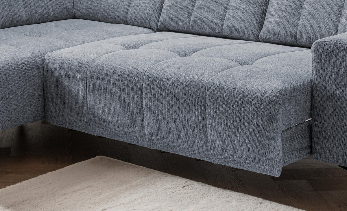 ECKSOFA in Chenille Hellblau  - Schwarz/Hellblau, Modern, Textil/Metall (200/261cm) - Livetastic
