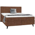 BOXSPRINGBETT 180/200 cm  in Cognac  - Cognac/Schwarz, KONVENTIONELL, Holz/Textil (180/200cm) - Voleo