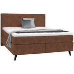 BOXSPRINGBETT 180/200 cm  in Cognac  - Cognac/Schwarz, KONVENTIONELL, Holz/Textil (180/200cm) - Voleo