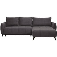 ECKSOFA Struktur, Plüsch Anthrazit  - Anthrazit/Schwarz, Design, Textil/Metall (287/197cm) - Stylife