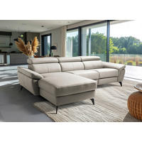ECKSOFA Lederlook Echtleder Platinfarben  - Platinfarben/Schwarz, Design, Leder/Textil (179/252cm) - Livetastic