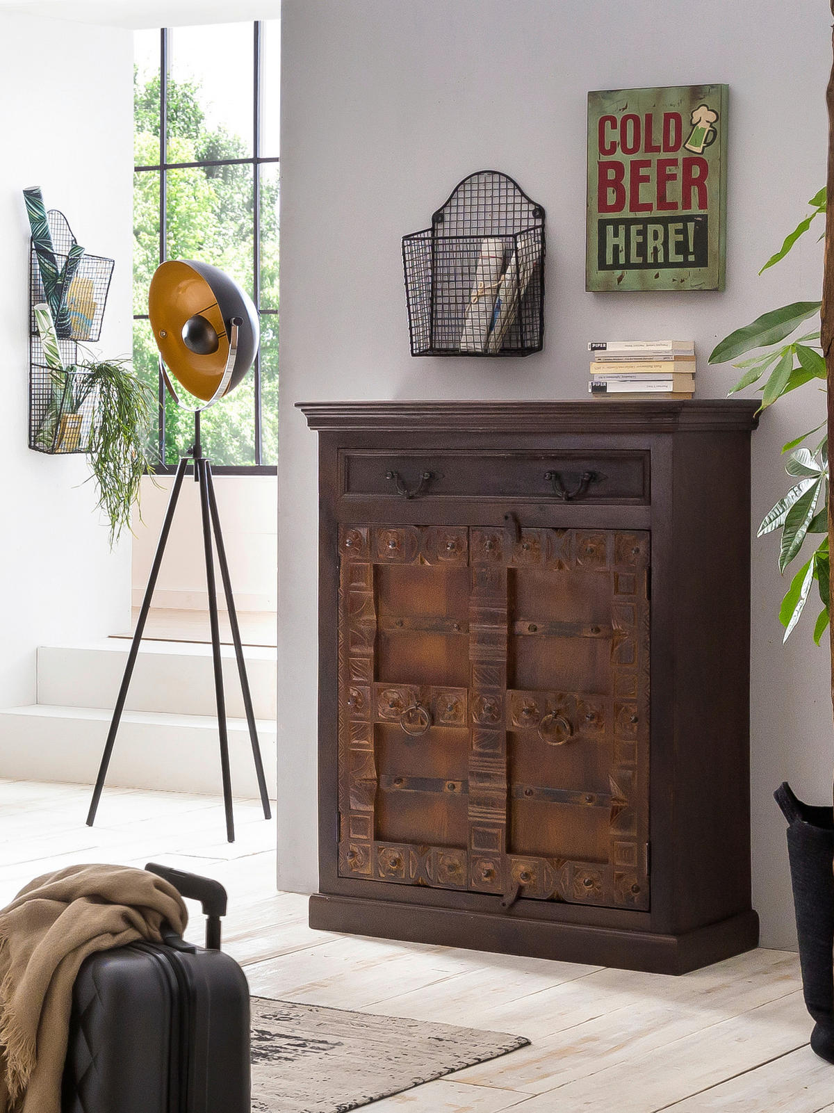 HIGHBOARD , 90/120/45 cm, 1 Schublade(n)  - Messingfarben/Braun, Design, Holz/Metall (90/120/45cm) - MID.YOU