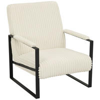 SESSEL Cord Weiß    - Schwarz/Weiß, MODERN, Textil/Metall (70/87/85cm) - P & B