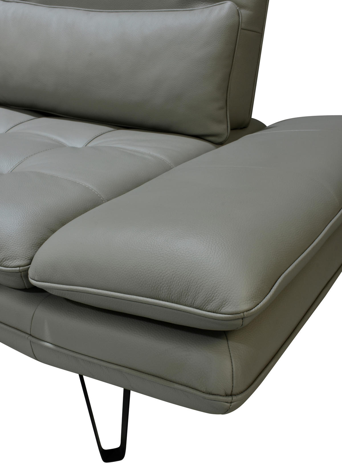 ECKSOFA inkl. Funktionen Taupe Echtleder  - Taupe/Schwarz, Design, Leder/Metall (104-128/312cm) - Celina Home