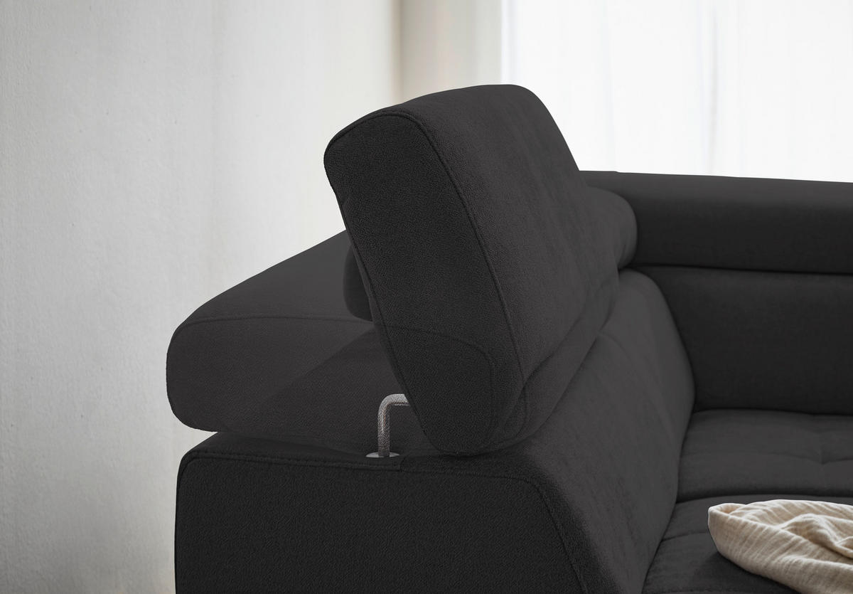 WOHNLANDSCHAFT Anthrazit Struktur  - Anthrazit/Schwarz, Design, Textil/Metall (203/327/177cm) - Stylife