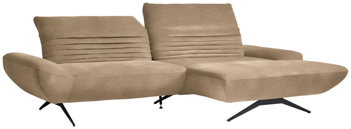 ECKSOFA  in Teddystoff Braun  280/170-195 cm  - Schwarz/Braun, Design, Textil/Metall (280/170-195cm) - Dieter Knoll