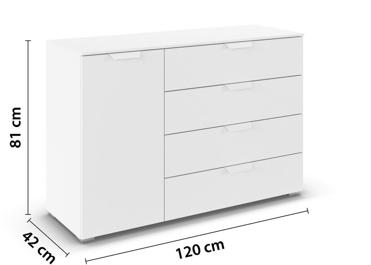 KOMMODE 120/81/42 cm  in Weiss  - Weiss, Design, Holzwerkstoff/Metall (120/81/42cm) - Carryhome
