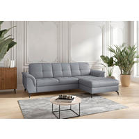 ECKSOFA Echtleder Graublau  - Graublau/Schwarz, Modern, Leder/Metall (262/164cm) - Sit & More